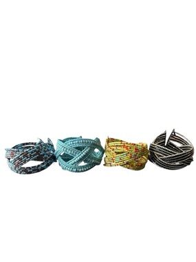 BEADED BRAIDED CUFF BRACELETS Set of 4